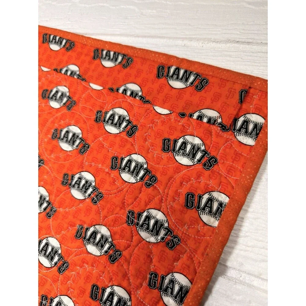 SF Giants Reversible Handmade Quilt Blanket 30x30 MLB Baseball Stitch Patchwork